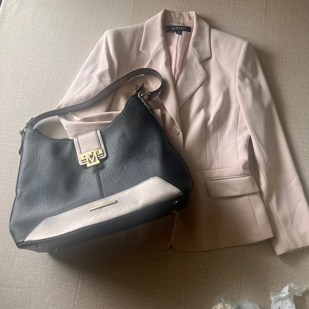 MIA K Collection Black Taupe Faux Leather Hobo Shoulder Bag Gold Hardware